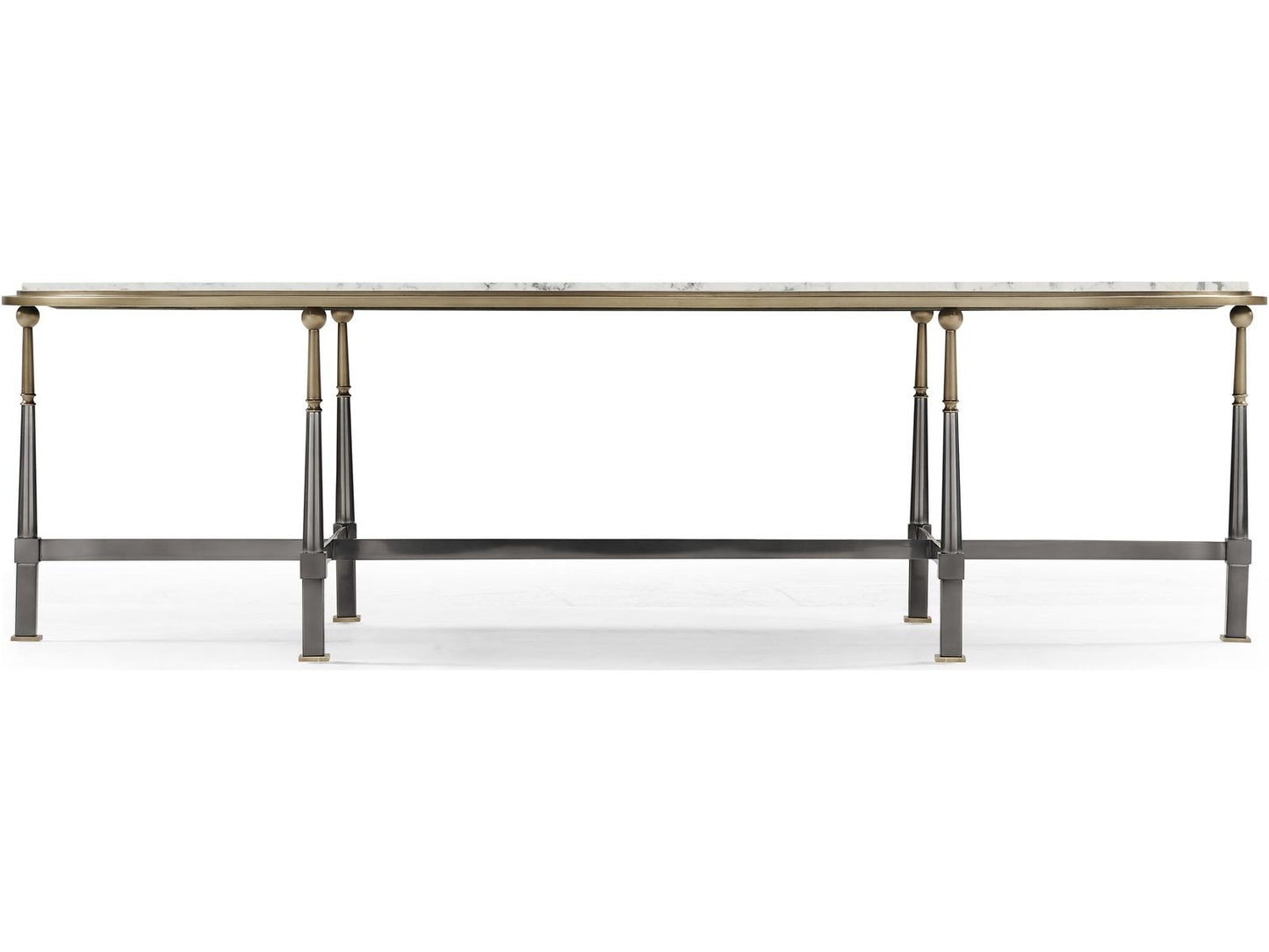 Hamilton Oval Marble Coffee Table in Dark Gun Metal Finish