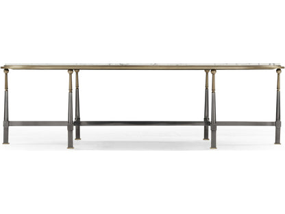 Hamilton Oval Marble Coffee Table in Dark Gun Metal Finish