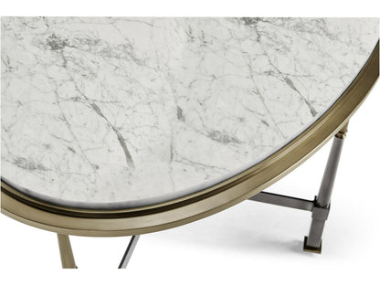 Hamilton Oval Marble Coffee Table in Dark Gun Metal Finish