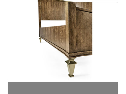 Barcelona King Panel Bed in Walnut Brown with Champagne Patina