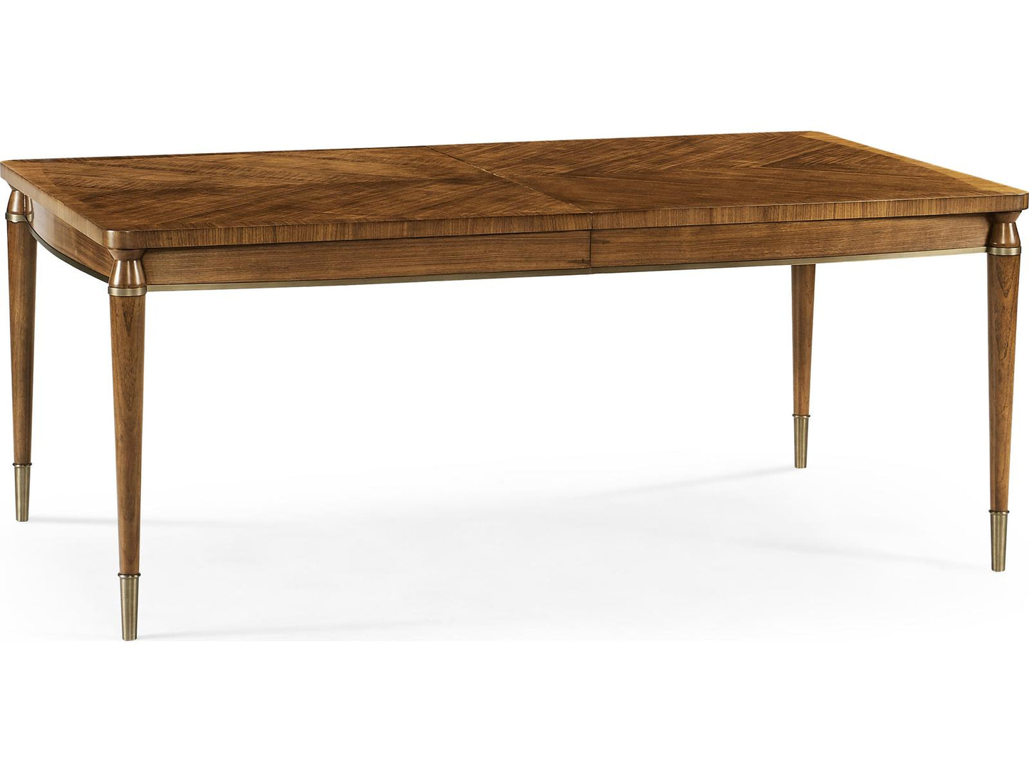 Toulouse 120-Inch Extendable Walnut Dining Table with Brass Hardware
