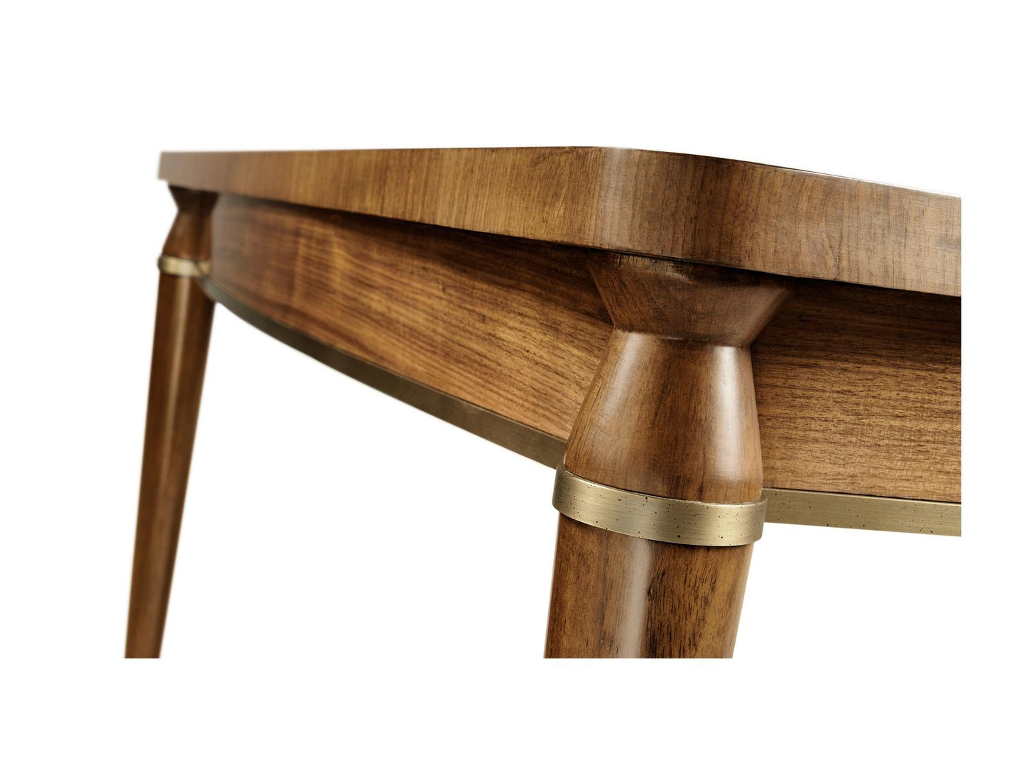 Toulouse 120-Inch Extendable Walnut Dining Table with Brass Hardware
