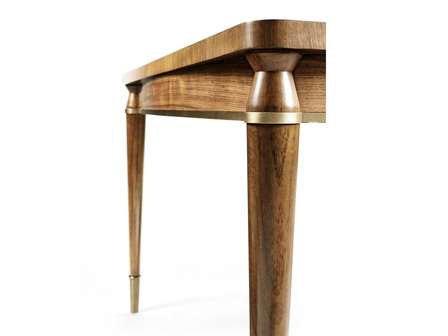 Toulouse 120-Inch Extendable Walnut Dining Table with Brass Hardware