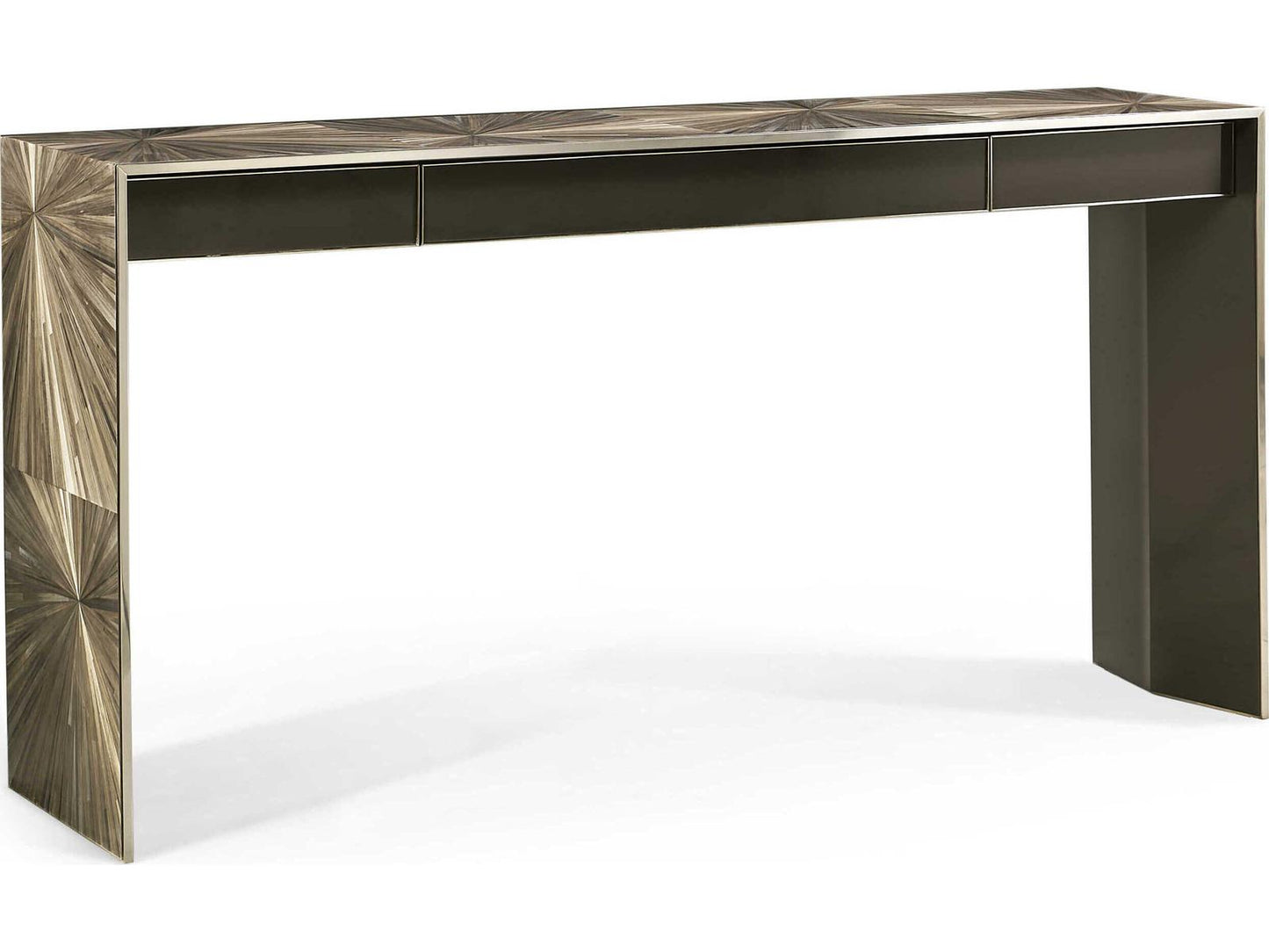 Terra Waterfall Rectangular Console Table Natural Straw Marquetry