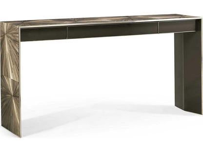 Terra Waterfall Rectangular Console Table Natural Straw Marquetry