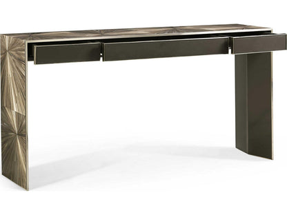 Terra Waterfall Rectangular Console Table Natural Straw Marquetry