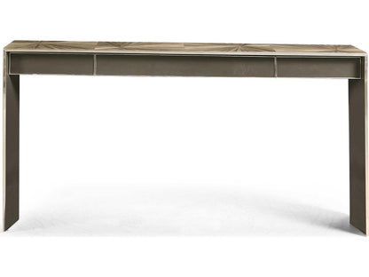 Terra Waterfall Rectangular Console Table Natural Straw Marquetry