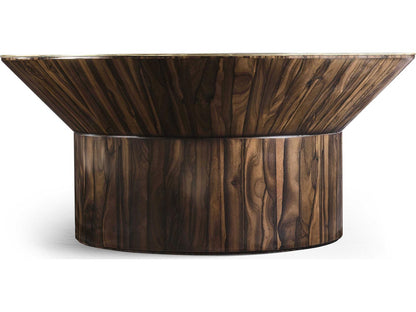 JC Modern Verdure Round Coffee Table with Jade Green Straw Marquetry