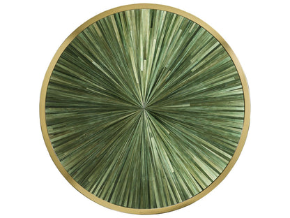 JC Modern Verdure Round Coffee Table with Jade Green Straw Marquetry
