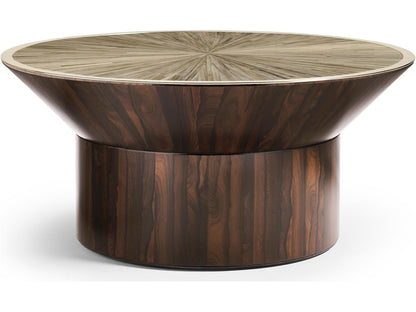 JC Modern Round Wood Natural Straw Coffee Table