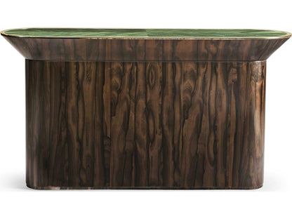 JC Modern Verdure Console Table Jade Green Straw Marquetry