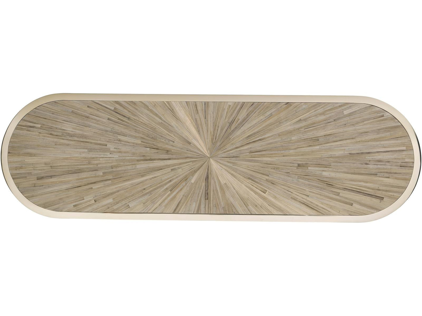 JC Modern Terra Oval Console Table in Natural Straw and Ziricote Wood