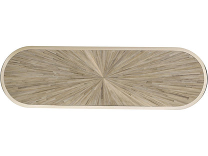 JC Modern Terra Oval Console Table in Natural Straw and Ziricote Wood