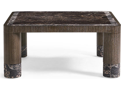 Monarch Square Coffee Table in Chocolate Apricot Oak with Marble Top