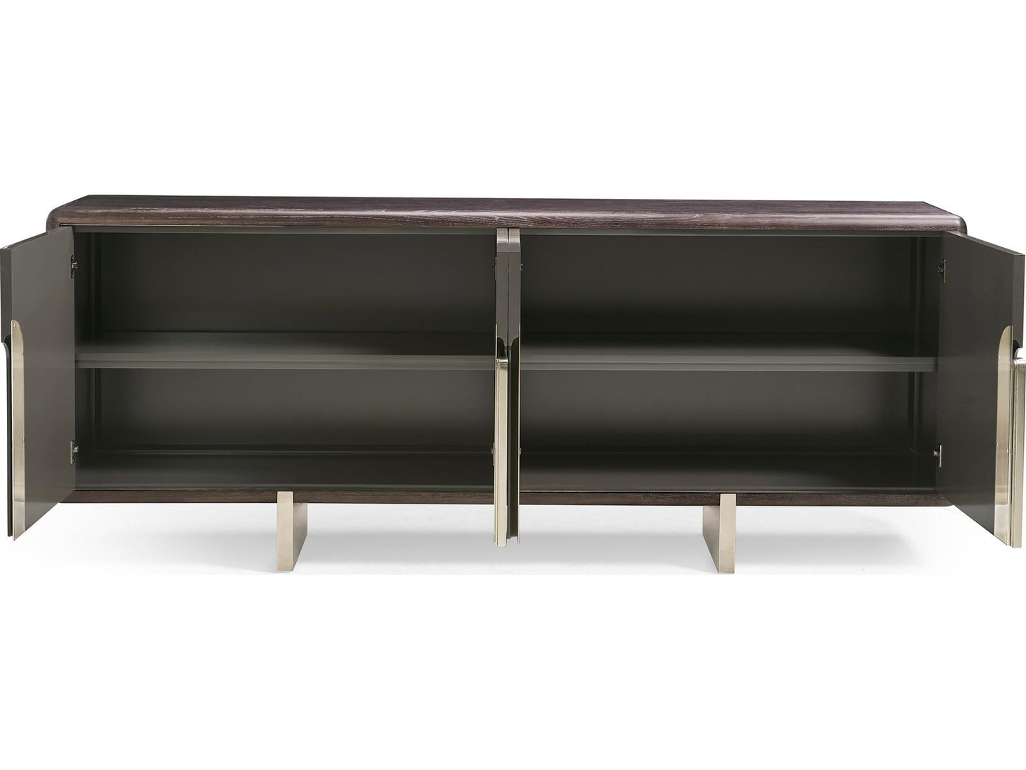JC Modern Terra 90-Inch Oak Sideboard with Voilet Grey Straw Marquetry Doors