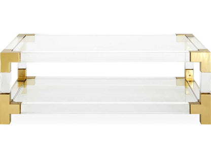 Jacques Grand Rectangle Coffee Table in Clear Acrylic and Brushed Brass