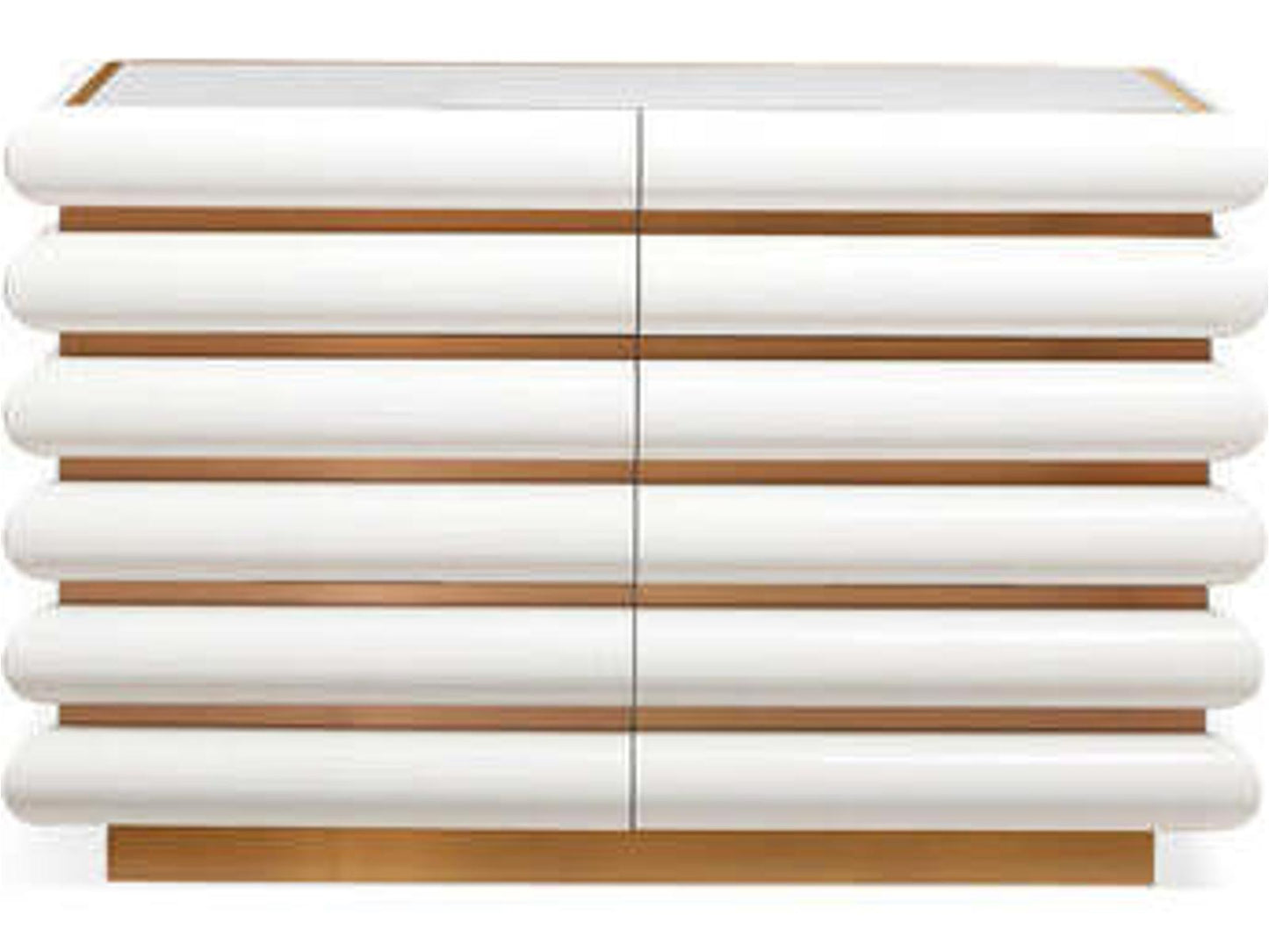 Kiki 6-Drawer Dresser in Ivory Lacquer and Brushed Brass