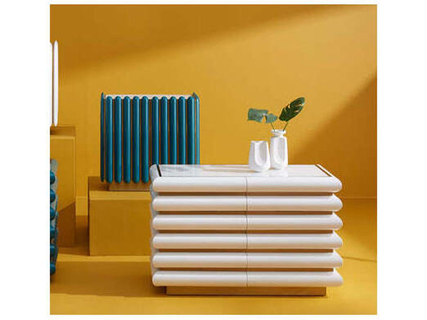 Kiki 6-Drawer Dresser in Ivory Lacquer and Brushed Brass