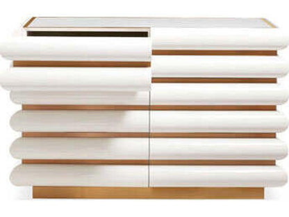 Kiki 6-Drawer Dresser in Ivory Lacquer and Brushed Brass
