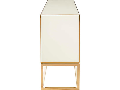 Op Art 64-Inch Credenza in Charcoal and Ivory with Polished Brass