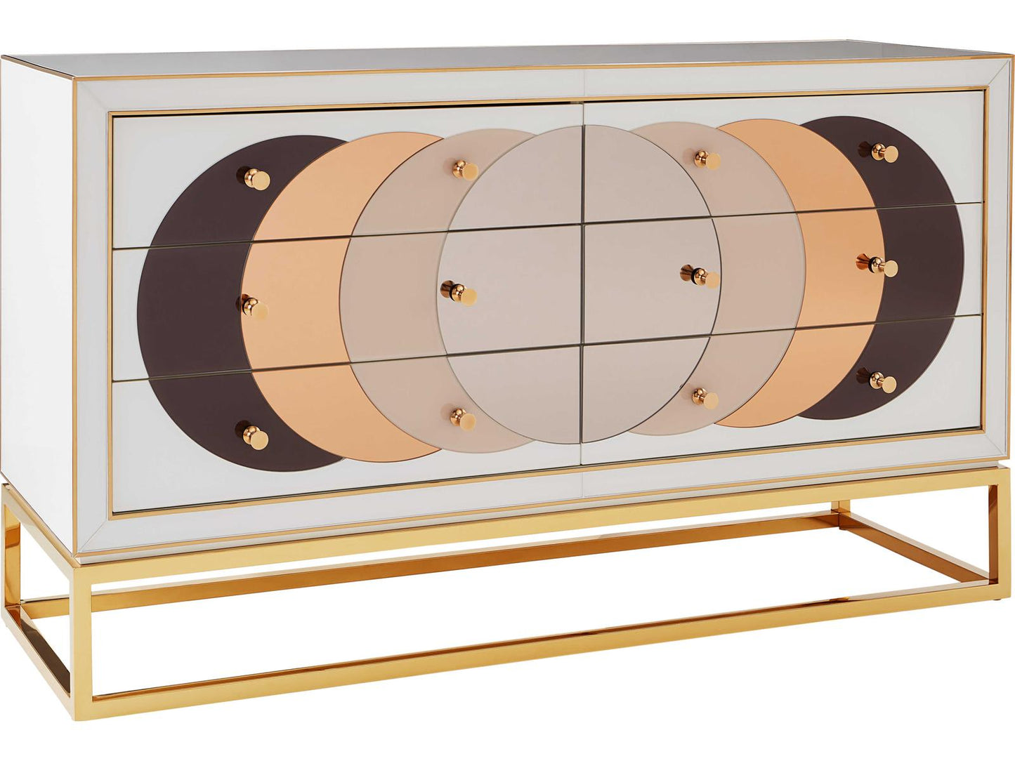 Chambeige 58-Inch Sideboard with Mirrored Glass and Polished Brass