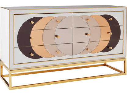 Chambeige 58-Inch Sideboard with Mirrored Glass and Polished Brass