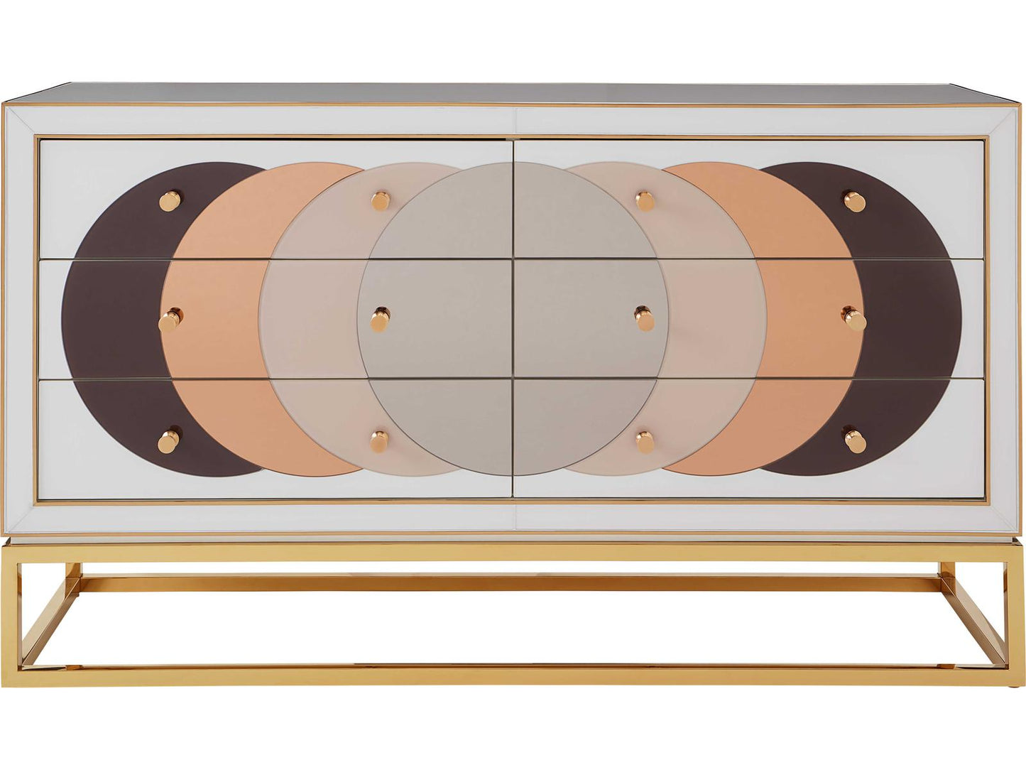 Chambeige 58-Inch Sideboard with Mirrored Glass and Polished Brass