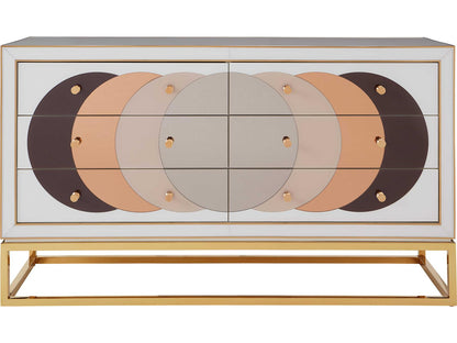 Chambeige 58-Inch Sideboard with Mirrored Glass and Polished Brass