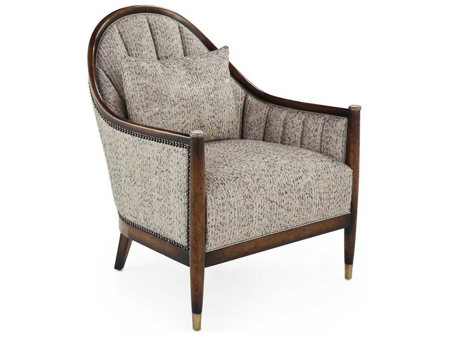 Tiffany Deco-Inspired Accent Chair with Shimmer Champagne Fabric