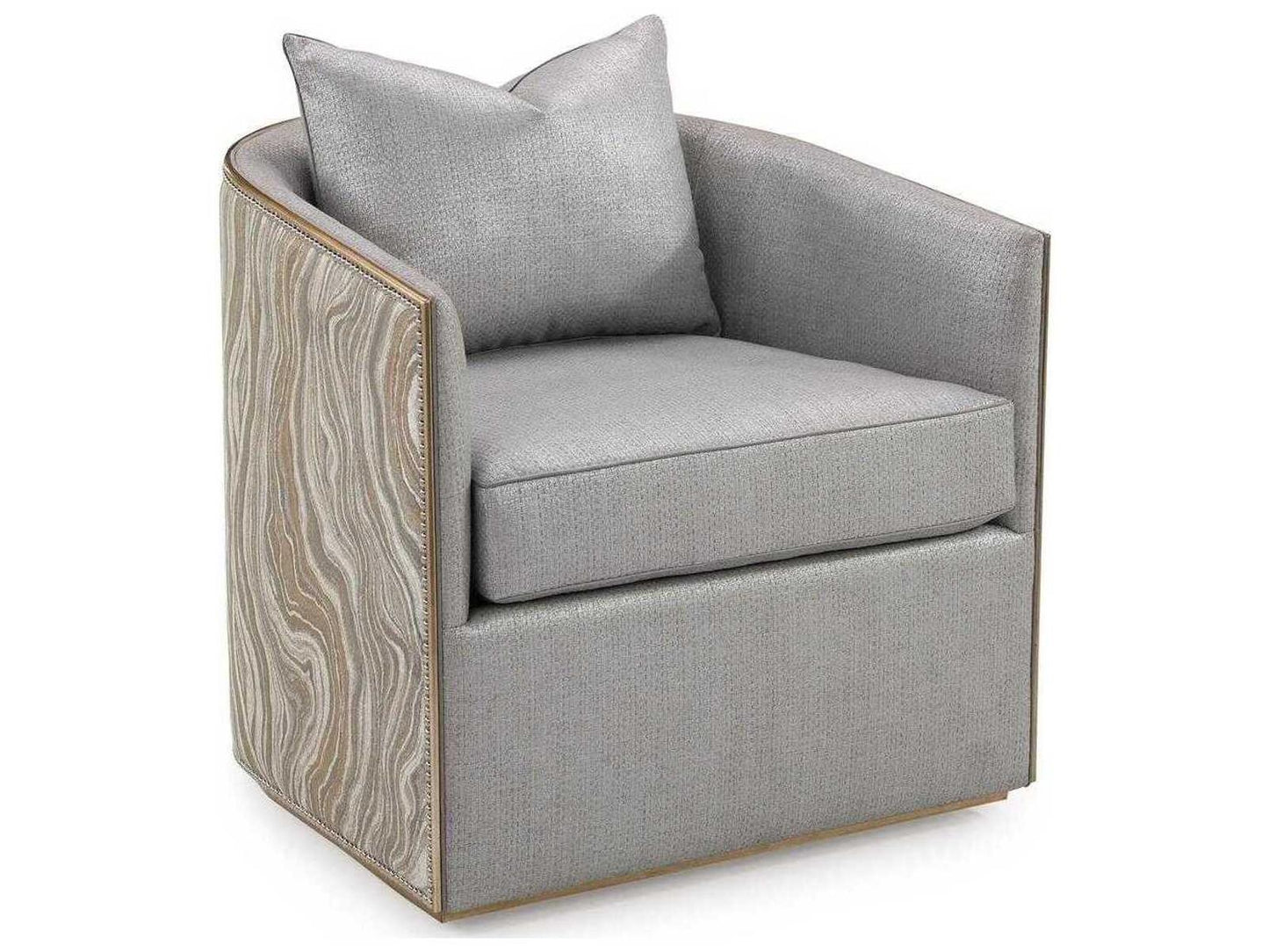 Sonoma Swivel Accent Chair in Gray with Nickel Nailhead Trim