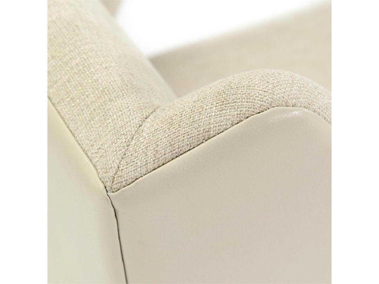 Dune Upholstered Dining Side Chair in Beige Robusta Linen and Light Grey Leather