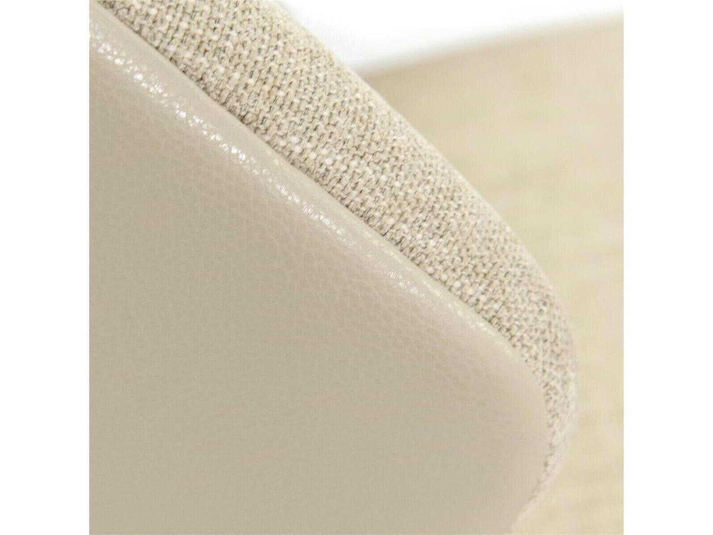 Dune Upholstered Dining Side Chair in Beige Robusta Linen and Light Grey Leather