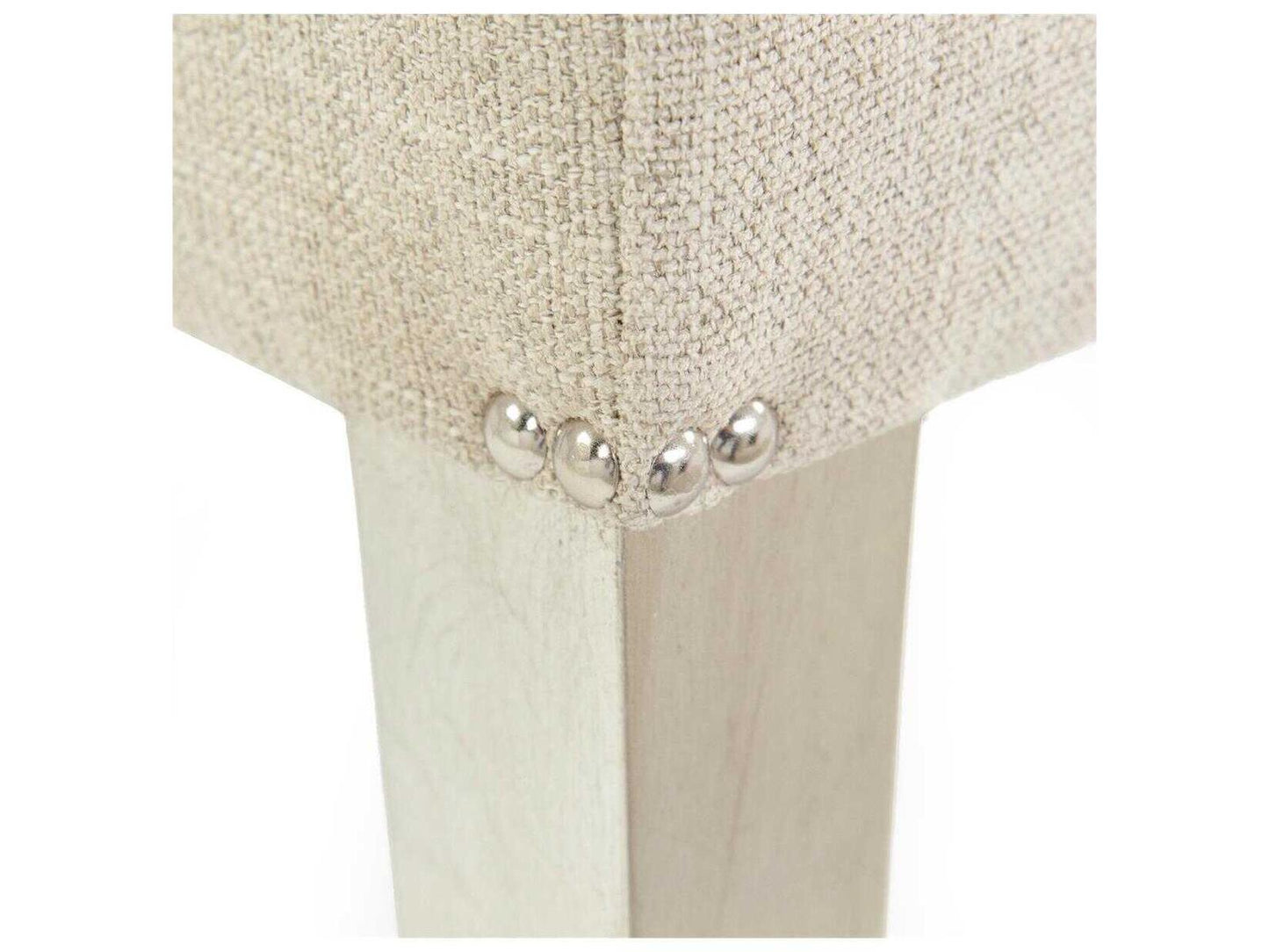Dune Upholstered Dining Side Chair in Beige Robusta Linen and Light Grey Leather