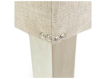 Dune Upholstered Dining Side Chair in Beige Robusta Linen and Light Grey Leather