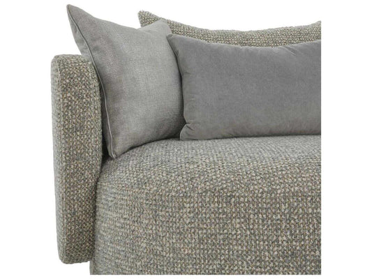 Soledad Swivel Lounger in Poplin Granite Fabric with Polished Stainless Steel Base