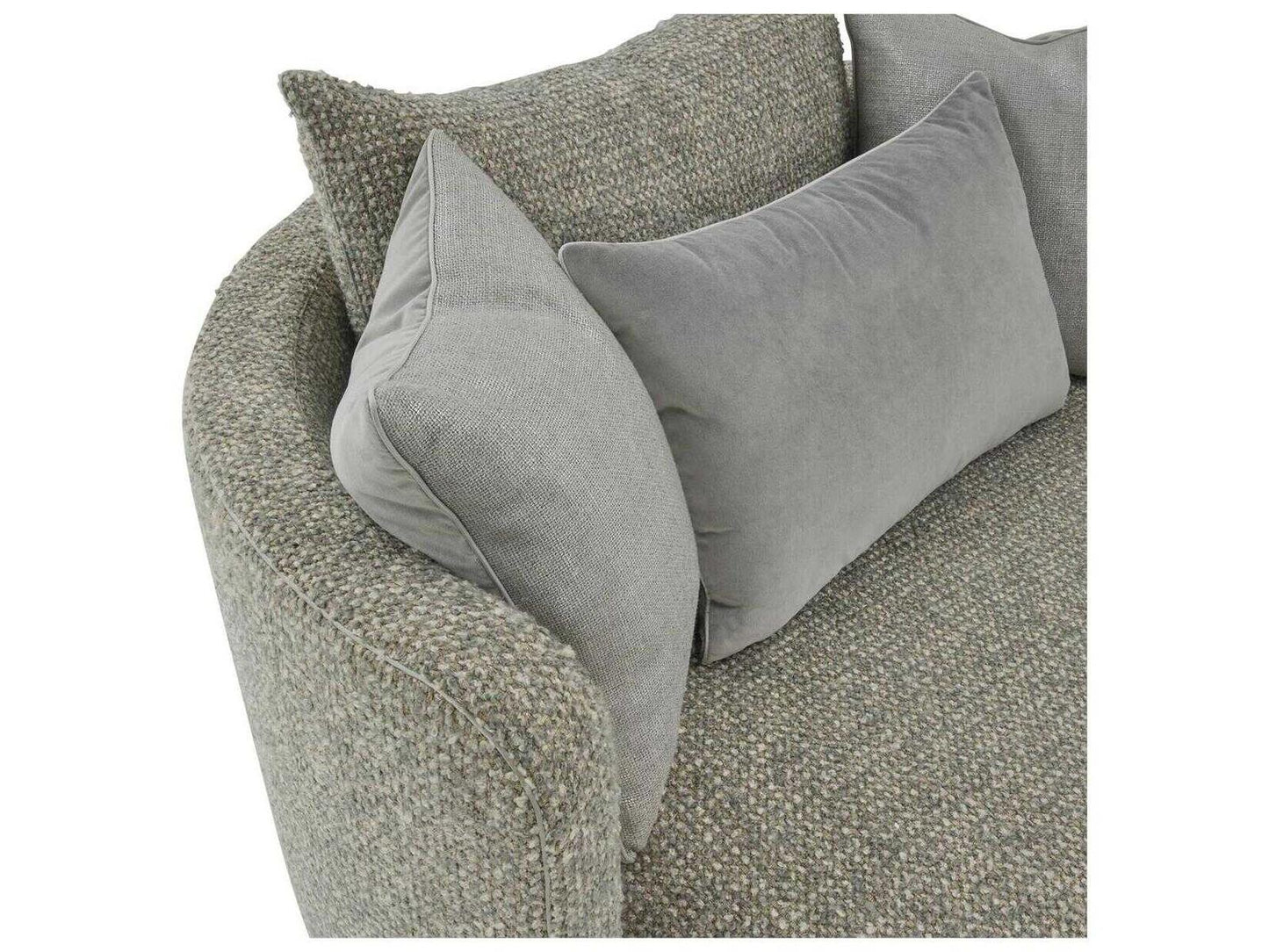 Soledad Swivel Lounger in Poplin Granite Fabric with Polished Stainless Steel Base