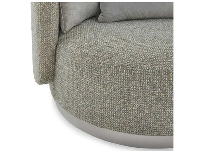 Soledad Swivel Lounger in Poplin Granite Fabric with Polished Stainless Steel Base