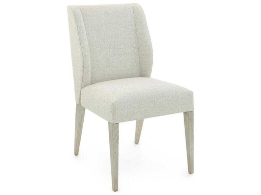 Chorro Oak Wood Upholstered Dining Side Chair in Silver White