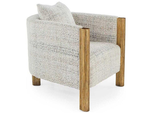 Cabana Accent Chair in Beige Fabric with Linea Oro Finish