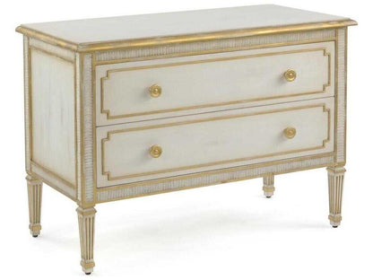 Mark McDowell Vallejo 2-Drawer Nightstand in Distressed Gold and Beluga