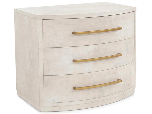 Mark McDowell Traviso 3-Drawer Nightstand in Gray Oak with Antique Gold Handles