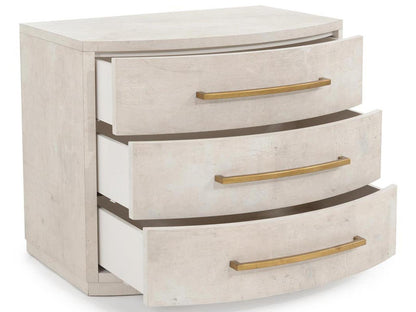 Mark McDowell Traviso 3-Drawer Nightstand in Gray Oak with Antique Gold Handles