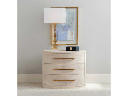 Mark McDowell Traviso 3-Drawer Nightstand in Gray Oak with Antique Gold Handles