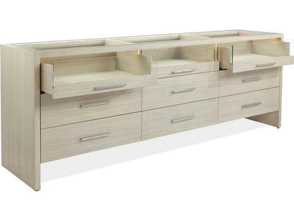 Beachside Nine-Drawer Dresser in Ivory with Glass Top