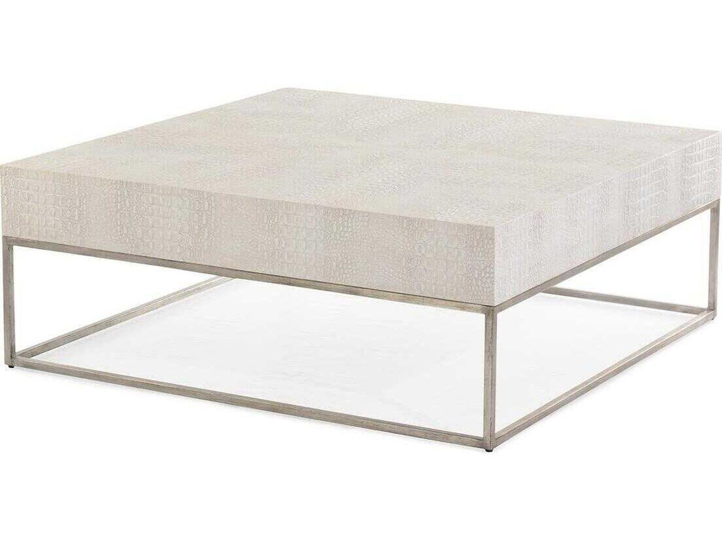 Kano Square Resin White Coffee Table with Crocodile Pattern