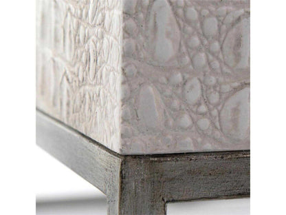 Kano Square Resin White Coffee Table with Crocodile Pattern