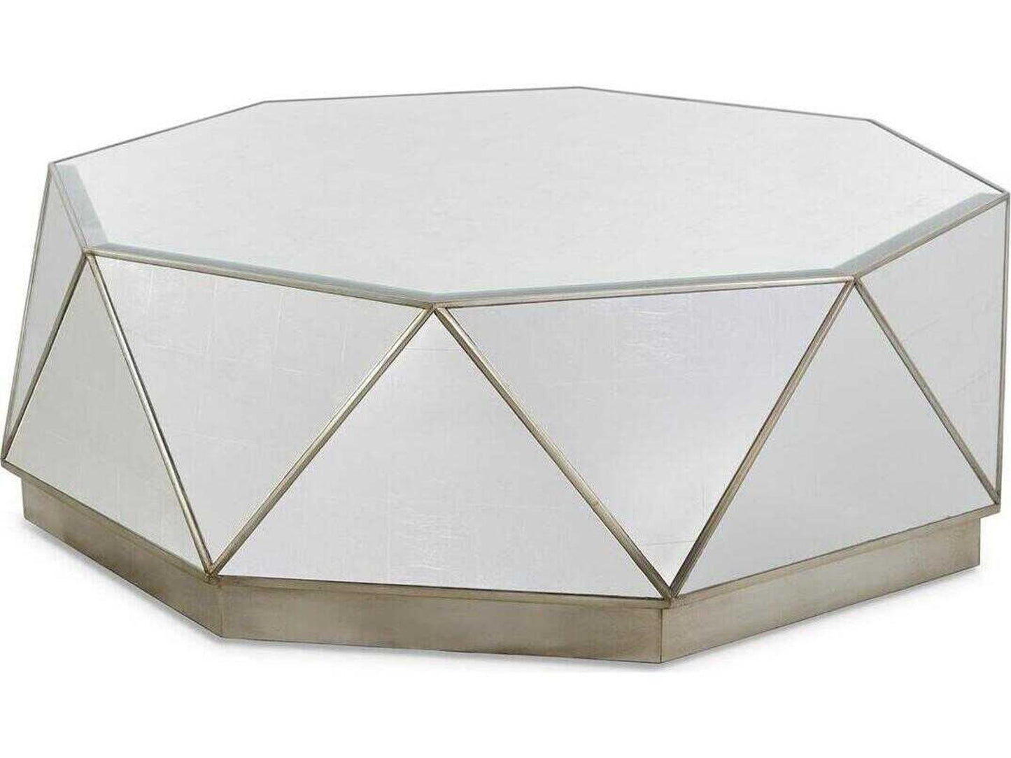 Christine Rendino Radiant Hexagon Glass Coffee Table in Burnished Silver Leaf