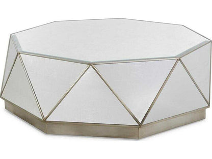Christine Rendino Radiant Hexagon Glass Coffee Table in Burnished Silver Leaf