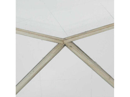 Christine Rendino Radiant Hexagon Glass Coffee Table in Burnished Silver Leaf