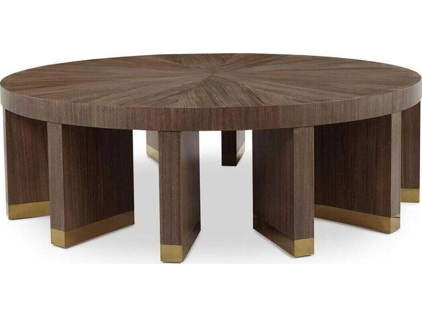 Revolve Round Wood Tristan Coffee Table with Polished Brass Accents